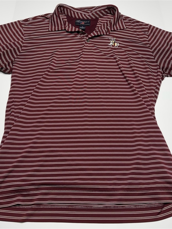 Pro Celebrity | Shirts | Mens Maroon Striped Polo With Embroidered ...